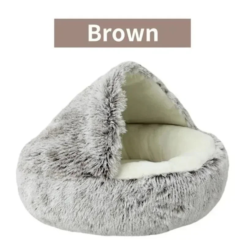 Semi Enclosed Pet Sleep Bags Long Round Cat Cushion Soft Plush 2 In 1 Warms Cats Beds Simple Comfort Warm Puppy Sleeping Nest