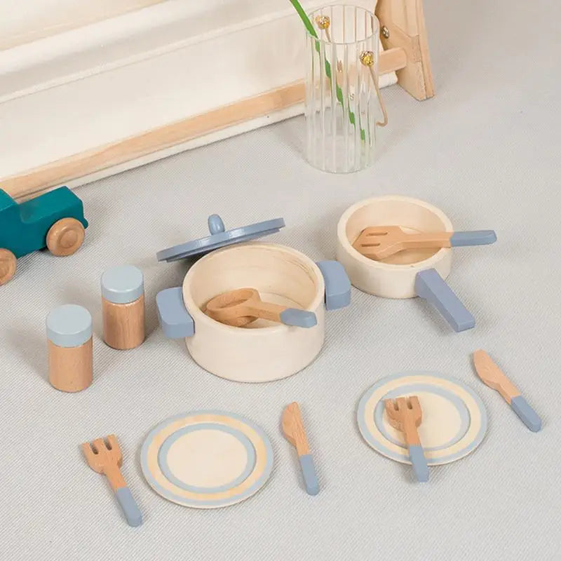 Wooden Mini Kitchen Cookware Pot Pan Cook Pretend Play Educational House Toys For Children Simulation Kitchen Utensils Girls Toy