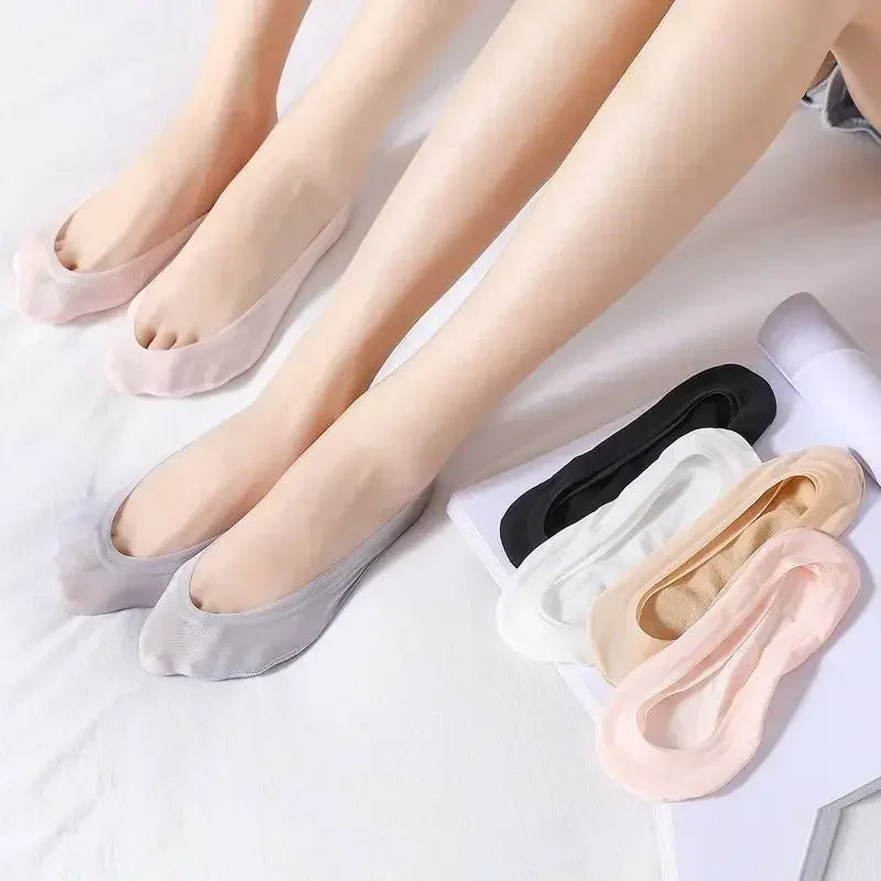 3/5/10Pairs Summer Thin Socks Women's Ankle Short No-Show Set Foot Cotton Female Invisible White Low Cut Non-Slip Boat Sock