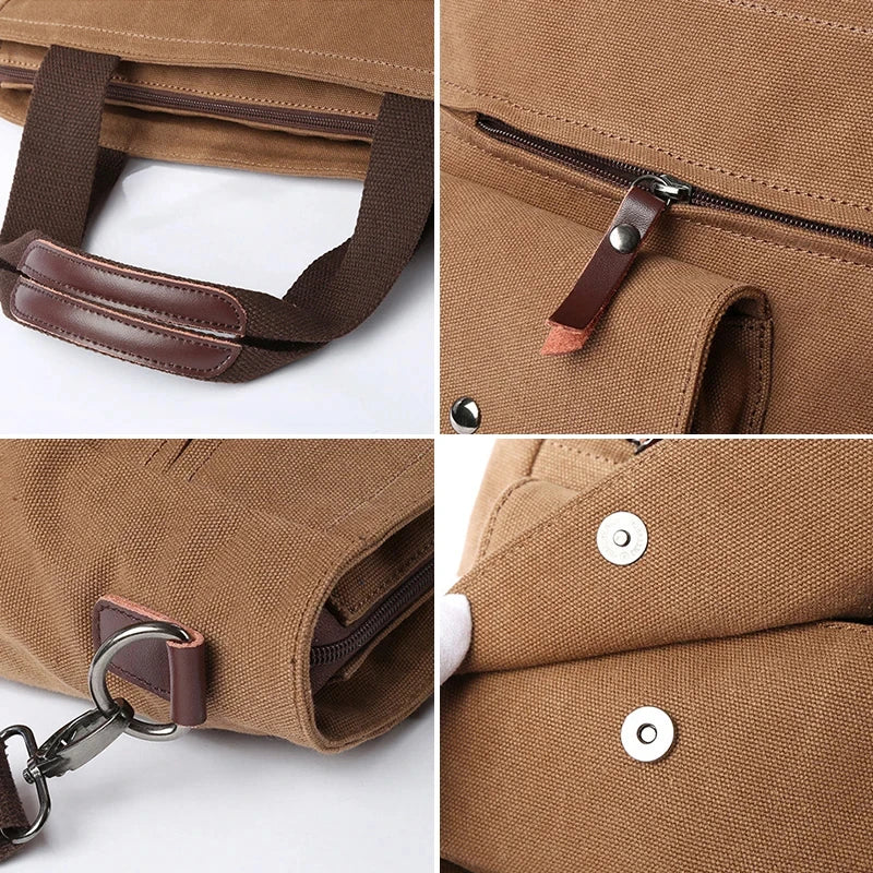 Men Canvas Messenger Bag Crossbody Bags Unisex Sling Bag Shoulder Bag for Travel Work College Vintage Men's Handbags Briefcase