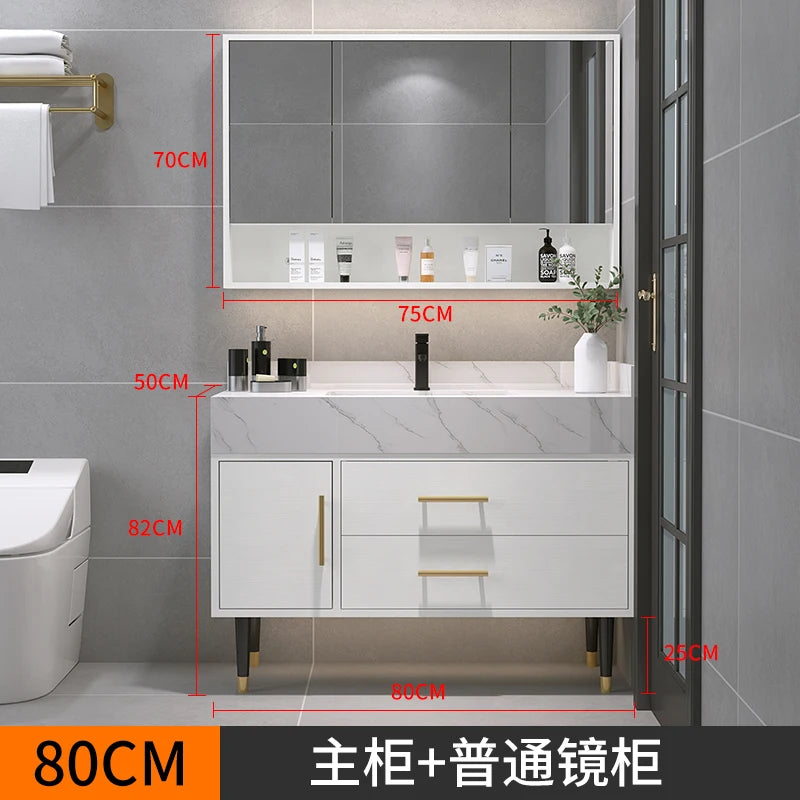 Bathroom Cabinet Washbasin Bathroom Combination Simple Household Toilet Furniture Solidbathroom Modern Vanity With Sink 24