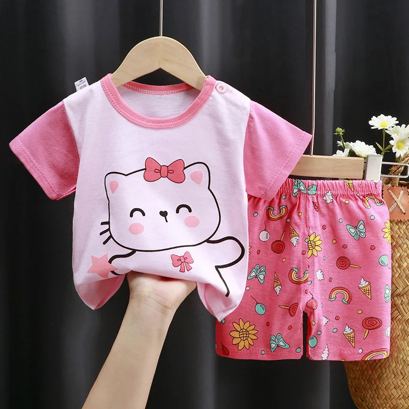 Cute Baby Girl Clothes Newborn Girl Infant Summer Children Clothing Suit Baby 0-3year Outfit Toddler Kids Pajamas