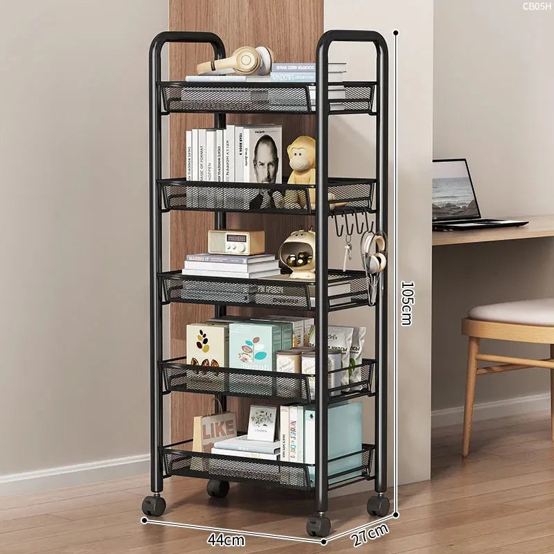 New Home Trolley Storage Rack Living Room Iron Organizer Shelf Multi-Layer Bathroom Storage Multifunctional Cart with Wheels