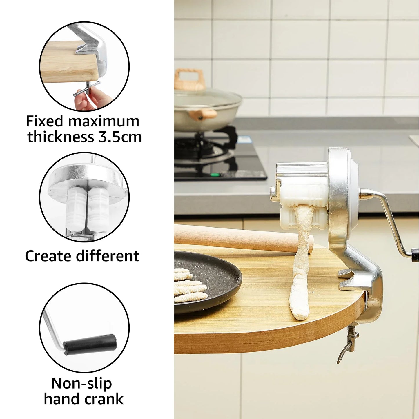 Manual Macaroni Maker Aluminum Alloy Noodle Maker Portable Hand Cranked Pasta Maker Machine For Making Italian Pasta Noodles