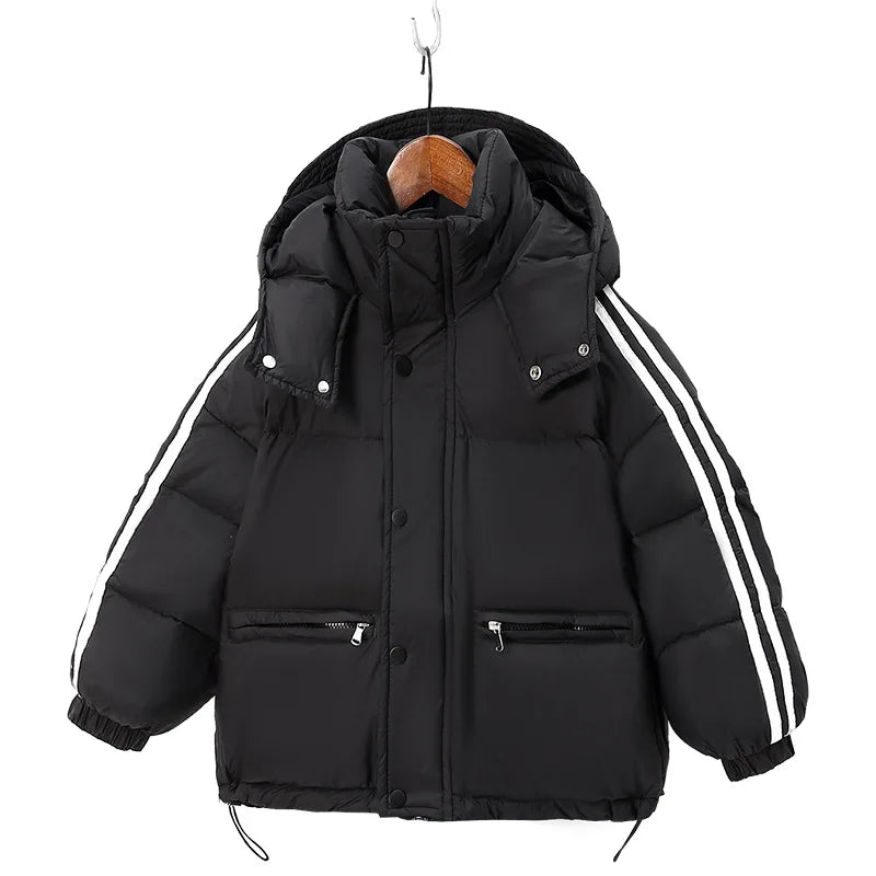 Children's Down Jacket Thicken Coat for Girls Hooded Down Jacket Keep Warm Medium Length Clothes Child Girl Two Fake Pieces Kids