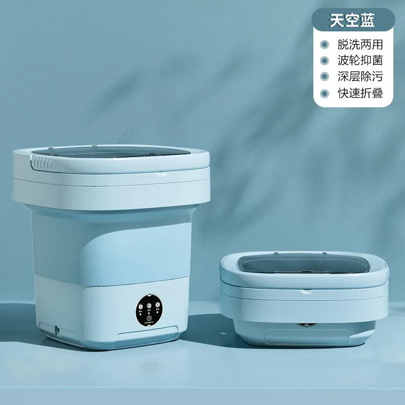 11L Blue light Portable Washing Machine Underwear with Dryer Bucket Socks Clothes Washer Camping Folding Mini Washing Machine