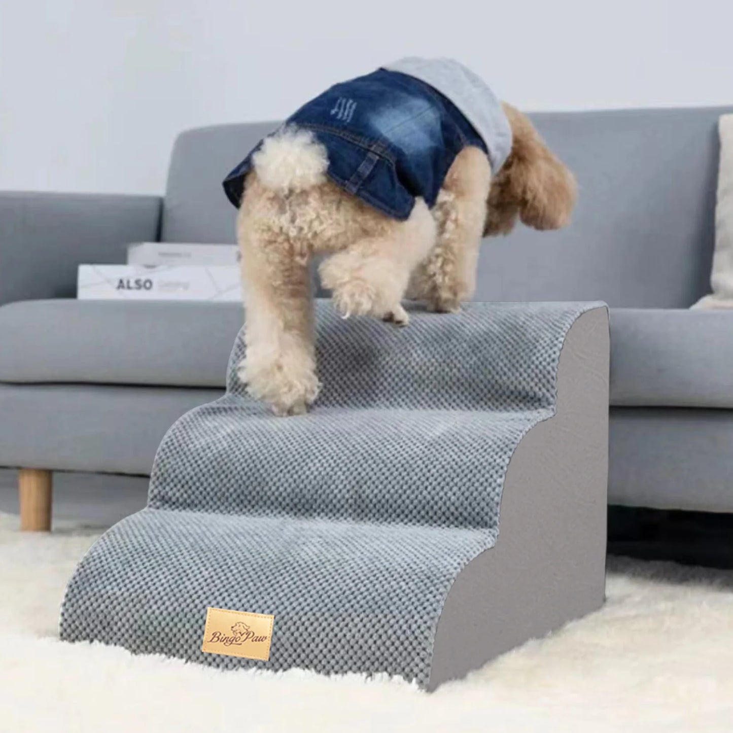 Dog Stairs Ramp for Beds Couches,Extra Wide Pet Steps with Durable Non-Slip Waterproof Fabric Cover, Dog Slope Stairs Friendly