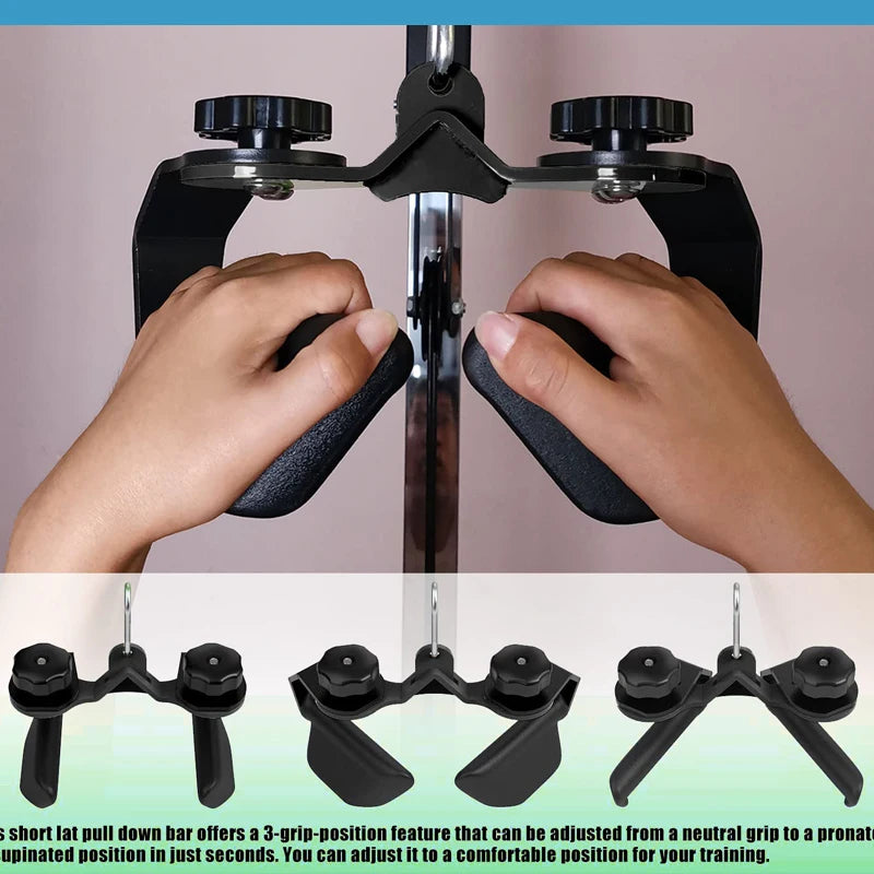 Adjustable Lat Pull down Bar, Cable Machine Attachments for Gym, Home Gym Fitness T-bar Row Pulldown Attachments