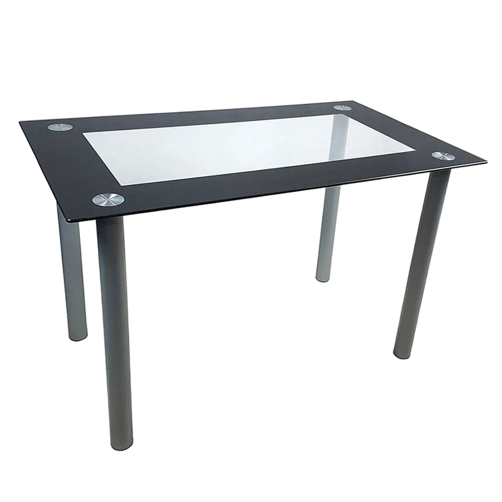 110cm Dining Table Tempered Glass Dining Table Simple Rectangular Cylindrical Leg Dining Table Home 4-seater