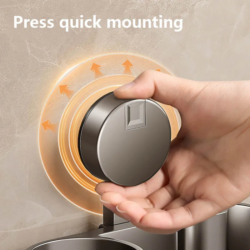 Bathroom Toilet Brush Holder Cleaning Tools Space Aluminum Wall Mounted Sucker  Vertical Toilet Brush Bathroom Accessories