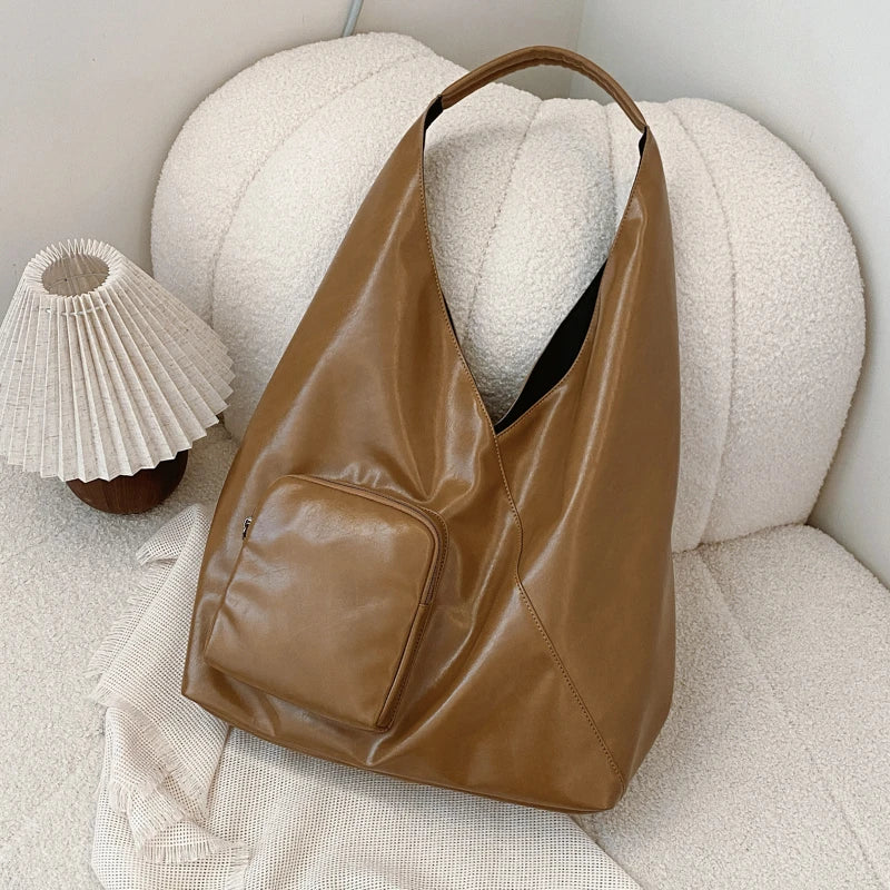 Womens Tote Bag Fashion Shoulder Bags PU Leather with Zipper Pockets Large Hobo Shoulder Bag Shopper Travel Bag Slouchy Hobo Bag