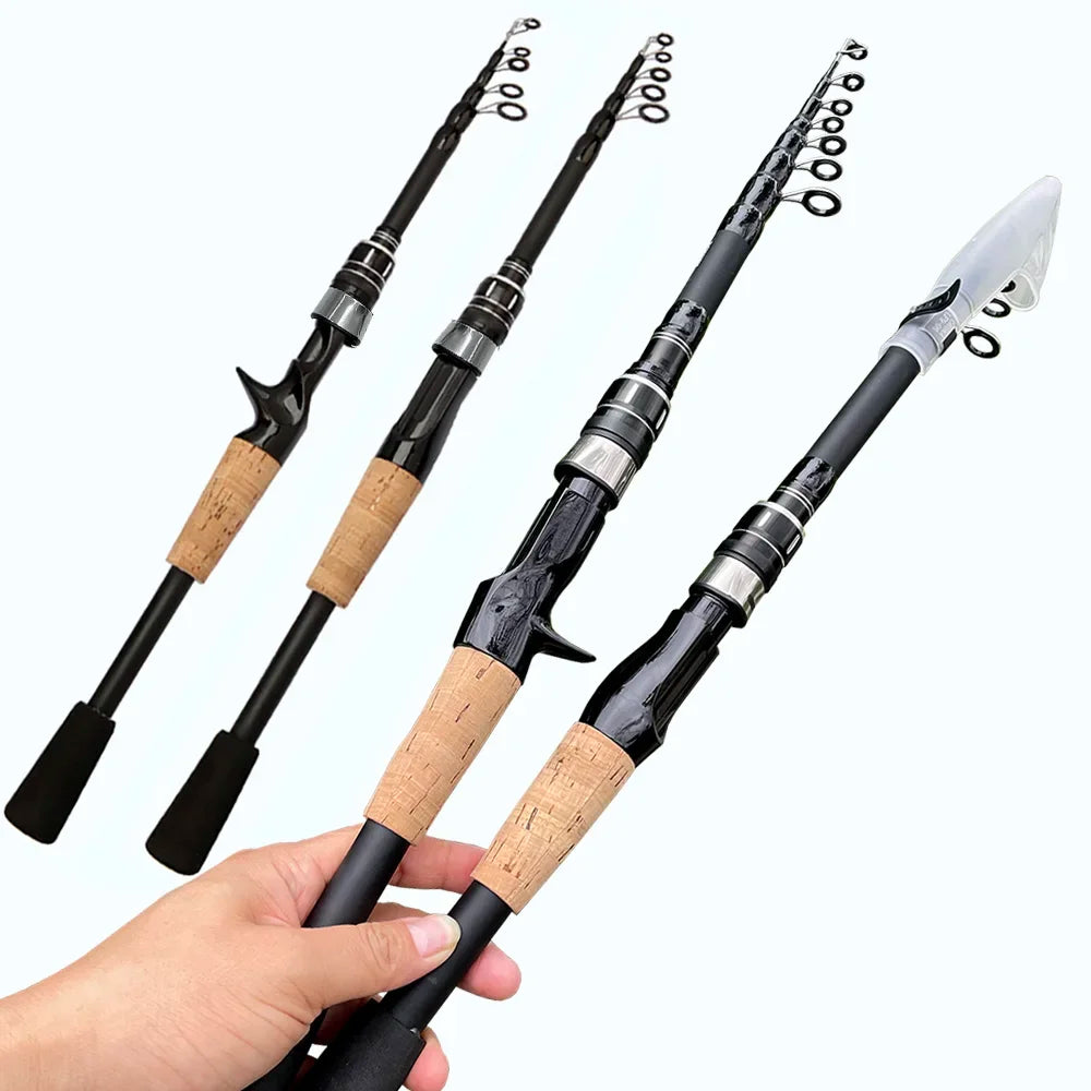 Bait Weight 8-25g Spinning Casting Rods Fishing Pole Tackle 1.5M/1.8M/2.1M/2.4M Telescopic Lure Rod Carbon Cork Wood Handle New