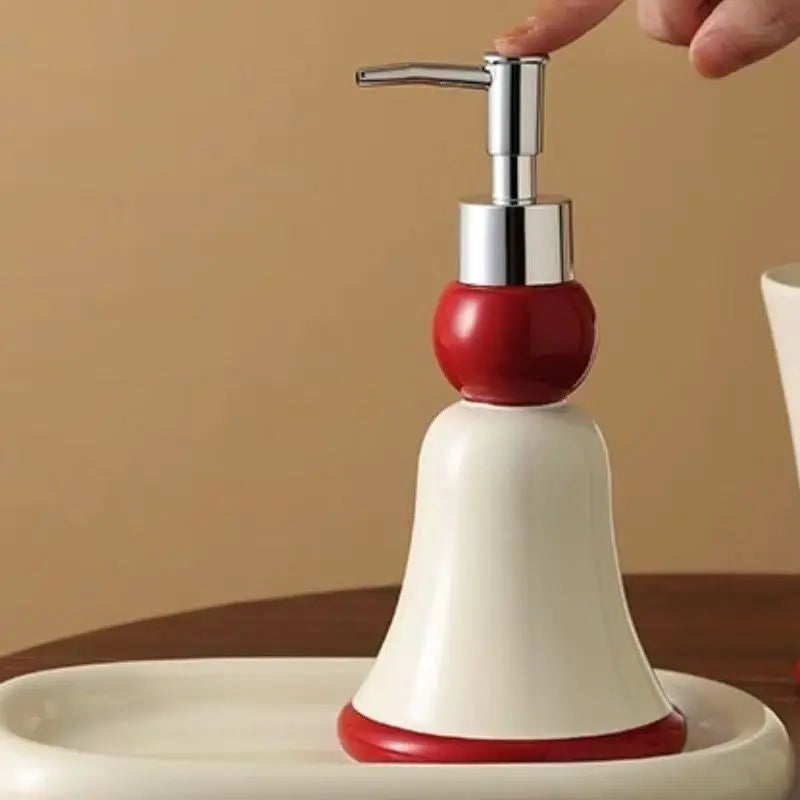 Bathroom Ceramic Lotion Bottle Hand Sanitizer Separate Bottle Mouthwash Cup Tray Sanitary Ware Bathroom Hotel Home Wash Set