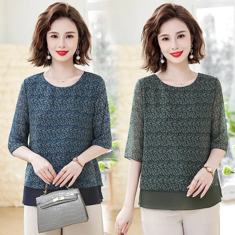 Women's Clothing Summer Thin New Casual Korean Loose Office Lady Printing Half Sleeve O-neck Pullovers Temperament T-Shirts