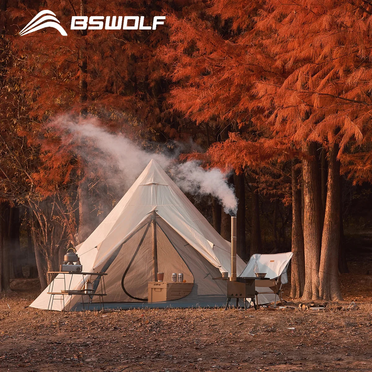 BSWolf Large Pyramid Tent Ultralight  Camping tent Large Outdoor Teepee Indian Pyramid Tent 5-8 Person