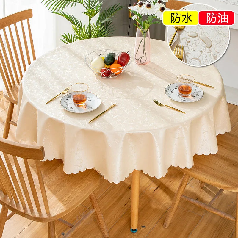 Waterproof  Round Table Cloth Pastoral PVC Plastic Kitchen Tablecloth Oilproof Antifouling Cover Dining Table Cloth Decorate