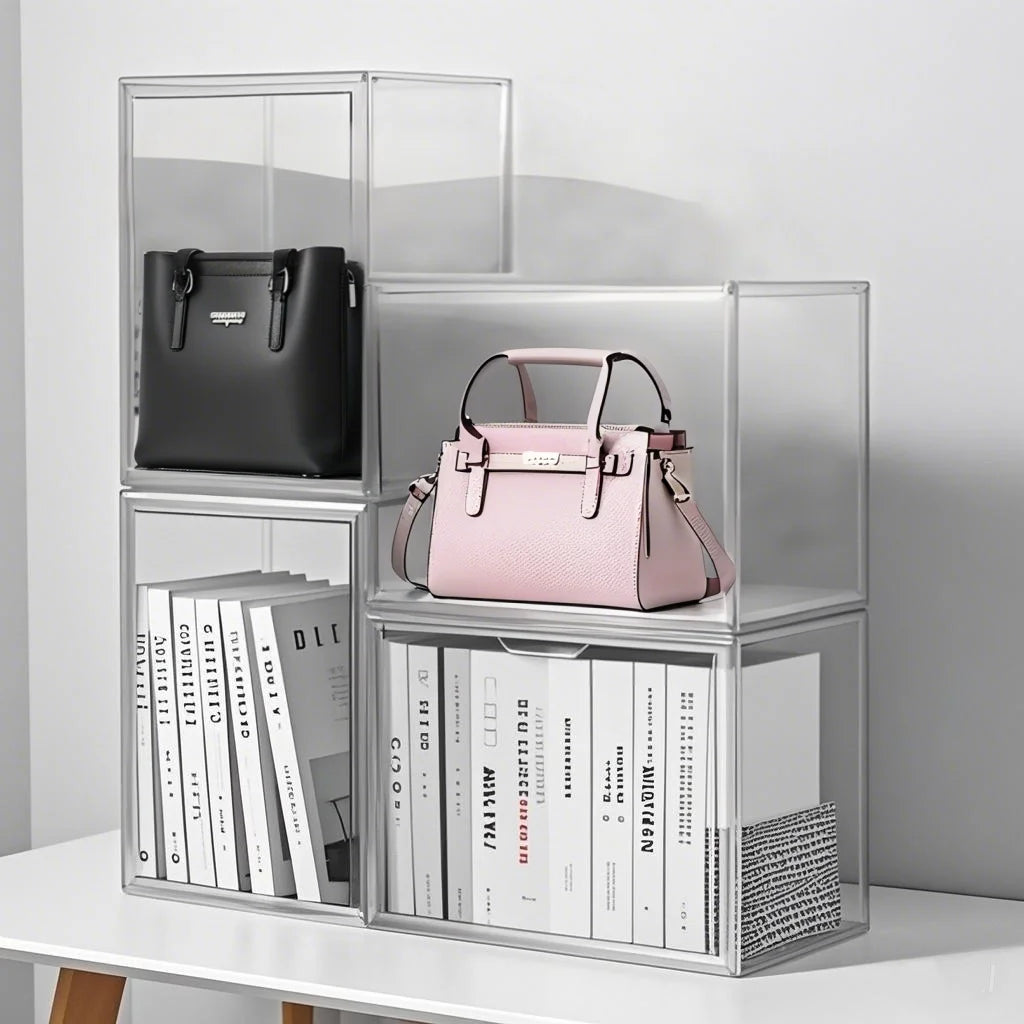1pc/3pcs Clear Large Capacity Storage Box Organizer For Figures Acrylic Box Blind Box Makeup Toy Showcase Organizer For Bag