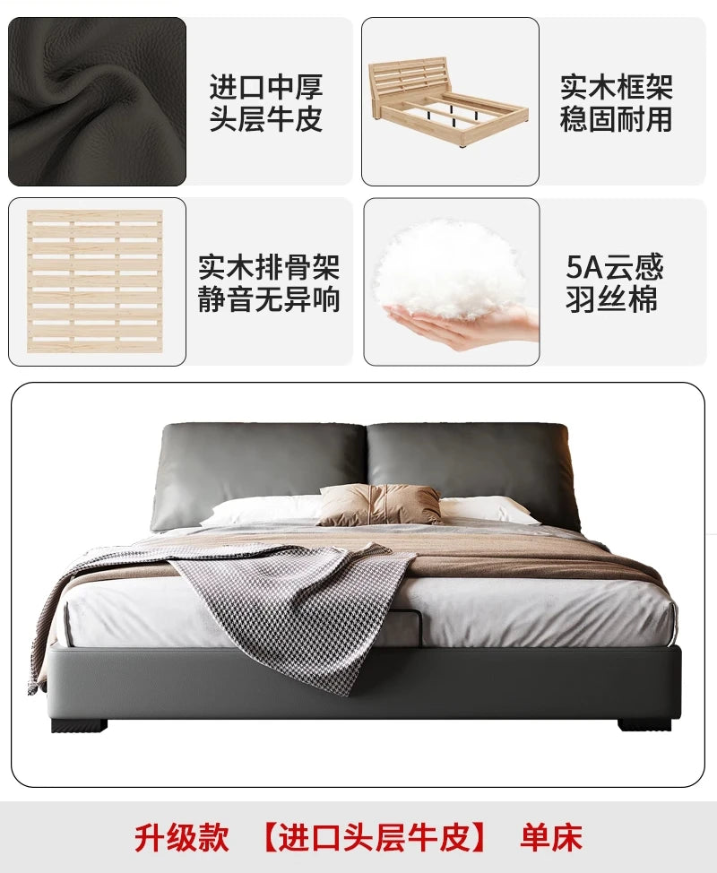 Modern high-end Double bed frame headboard king sizes queen wedding bed Wood luxury king size twin bedroom cama casal furniture