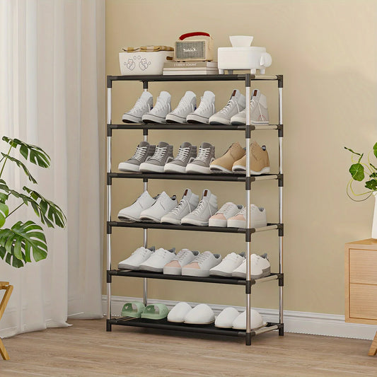 2025 6/7 Tier Stackable Wardrobe Shoe Rack - Space-Saving Storage for Entryways, Hallways & Closets, in Black，Simple shoe rack