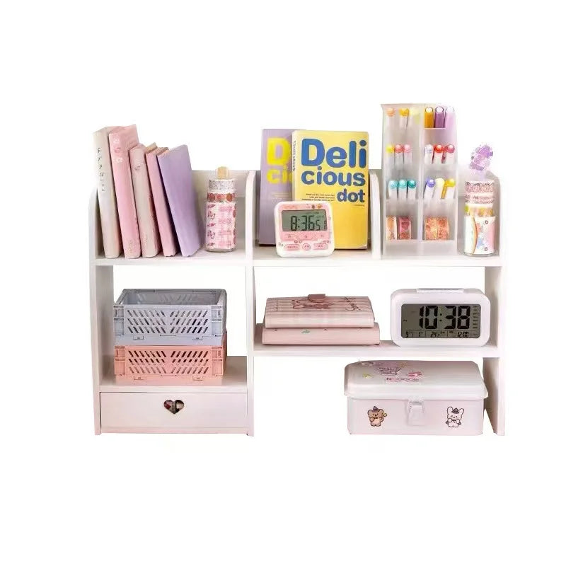 Double-Layer Desktop Organizer Rack Stationery Office Desk Accessories Storage Desktop Cosmetics Organizers Storage Shelf