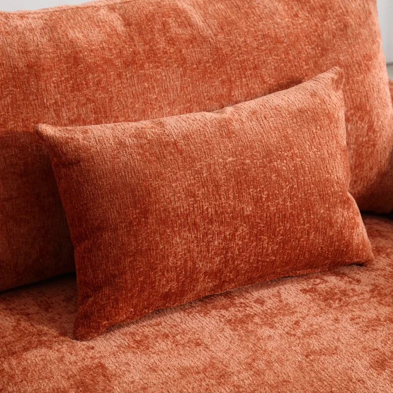Mid Century Modern Chenille 2-Seat Loveseat Sofa Brown Wood Feet Upholstered Couch for Living Room Bedroom Reading Couch