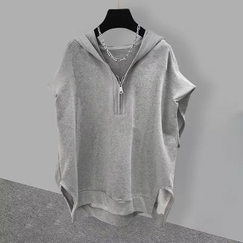 Fashion Men Clothing American Style Street Hooded Cotton Vest Sleeveless T-shirt Spring Summer Casual Zip Up Mens Hoodied Vest