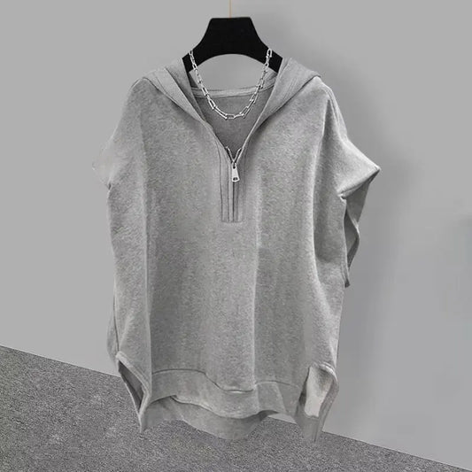 Fashion Men Clothing American Style Street Hooded Cotton Vest Sleeveless T-shirt Spring Summer Casual Zip Up Mens Hoodied Vest