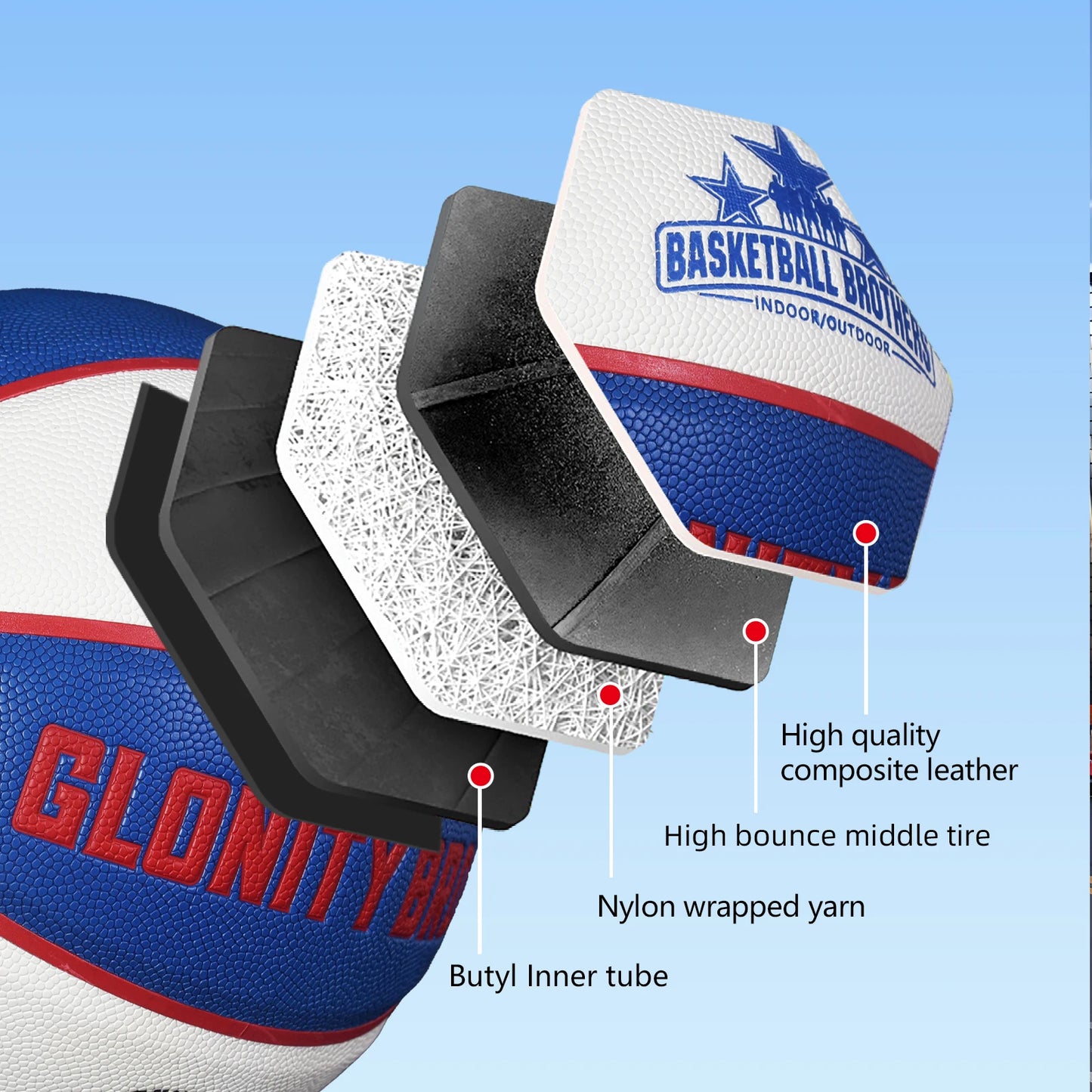 Size 6/7 Training Game Basketball Official Competition Standard Ball Women Men Outdoor Indoor High Quality Blue White Basketball