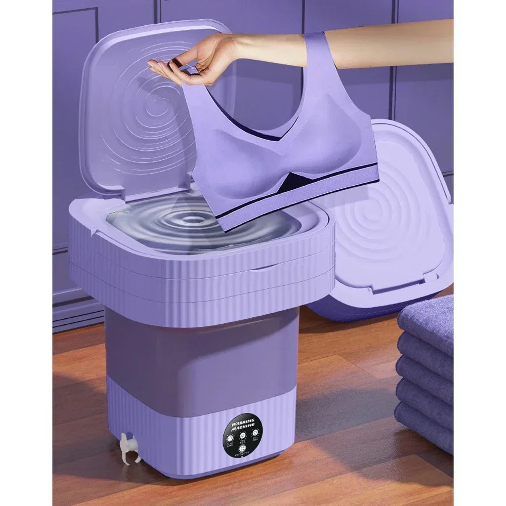 11L Blue light Portable Washing Machine Underwear with Dryer Bucket Socks Clothes Washer Camping Folding Mini Washing Machine