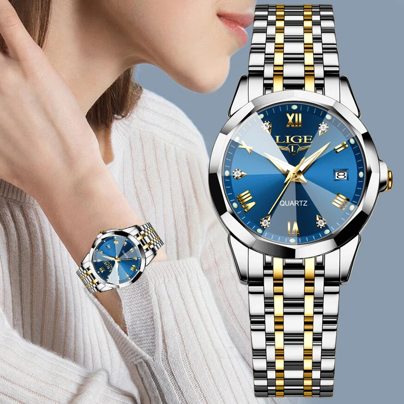 Relogio feminino LIGE Business Women's Watches Top Brand Luxury Waterproof Sport Quartz Watch For Women Simple Date Watch Ladies