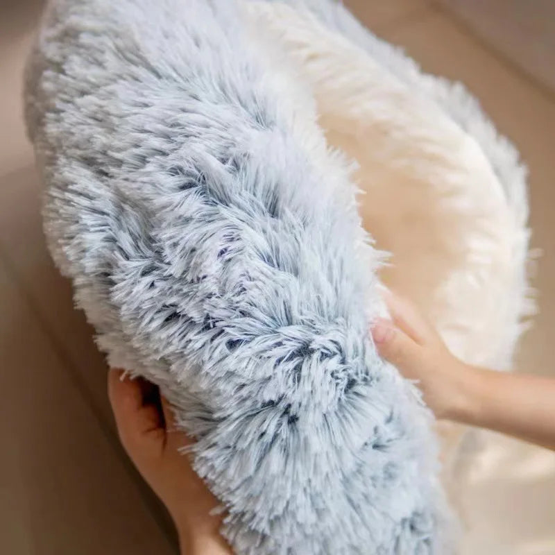 New Soft Plush Pet Bed with Cover Round Cat Bed Pet Mattress Warm Cat Dog 2 in 1 Sleeping Nest Cave for Small Dogs