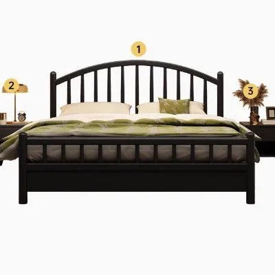 Nordic black retro American modern simple 1.5m storage princess bed solid wood bed 1.35 meters double 1.8 meters