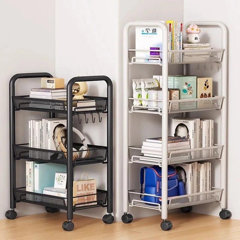 New Home Trolley Storage Rack Living Room Iron Organizer Shelf Multi-Layer Bathroom Storage Multifunctional Cart with Wheels