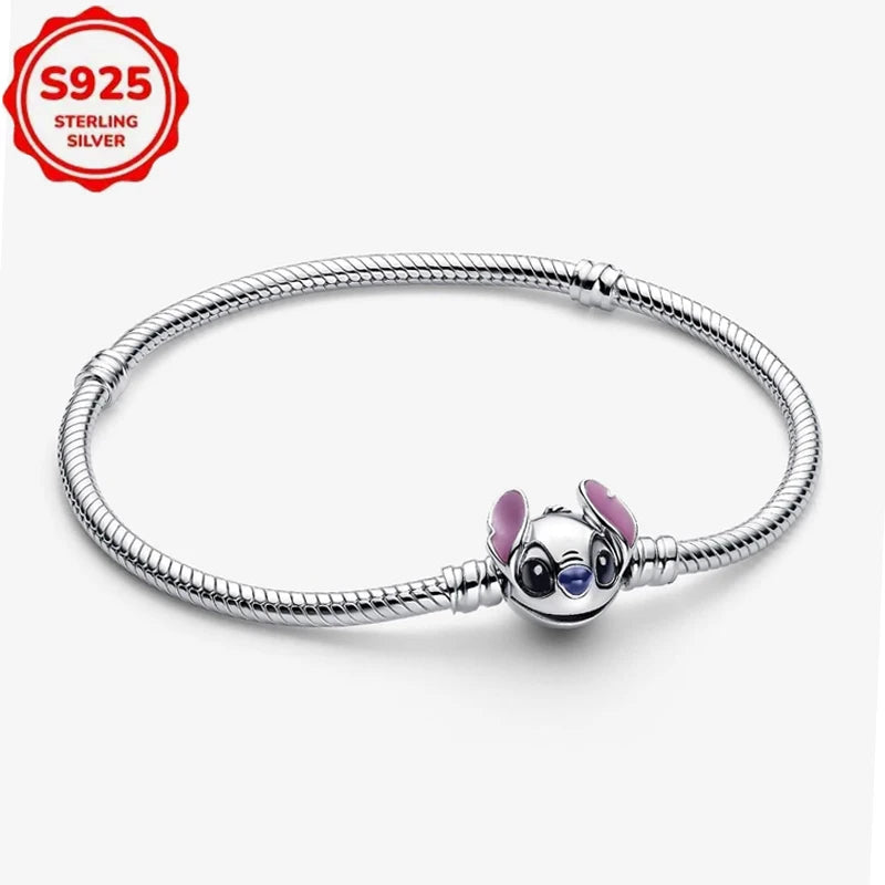 For Original Women 925 Bracelet Bangle Pendant Charm Disney Stitch 925 Sterling Silver Boutique Bead DIY Jewelry Gift New in Hot