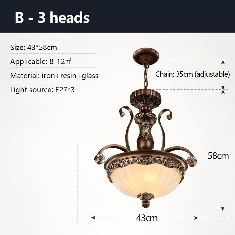 Home Decor Retro Luxury Chandeliers Classical LED Hanging Lamp for Villa Living Dining Room Indoor Lighting Suspension Luminaire