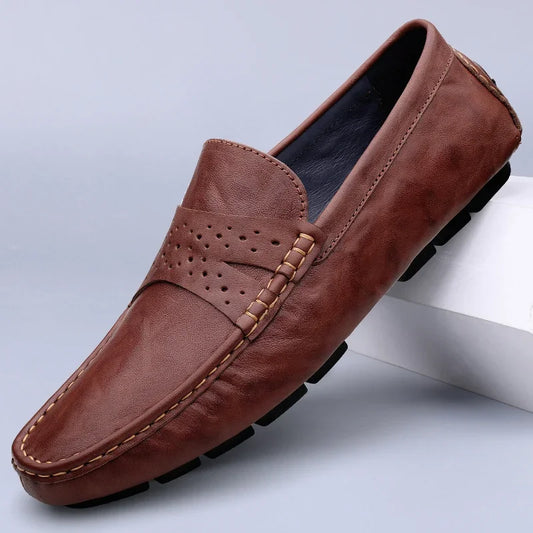Genuine Leather Mens Slip on Shoes New Arrival Mens Loafers Handmade Male Comfortable Driving Footwear High Quality Men's Shoes