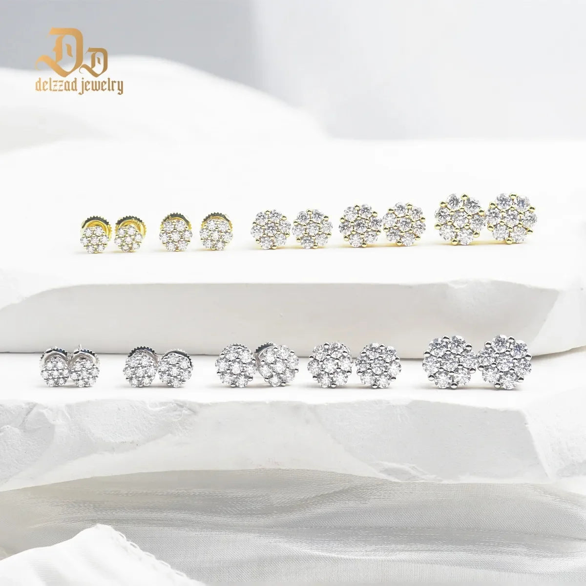 Delzzad 0.1-1ct 100% S925 Sterling Silver D Color Moissanite Women's Premium Sparkling Earrings Diamond Luxury Fine Jewelry Gift
