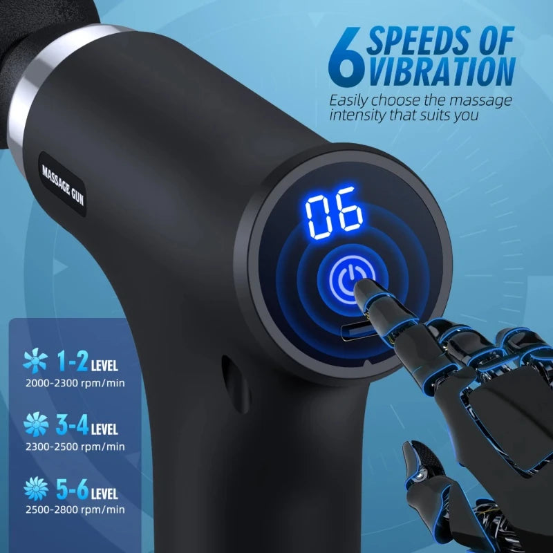 Touchscreen Version Fitness Equipment Handheld Mini 6 Gear Fascia Gun Electric Impact Home Relaxation Muscle Massager Fascia Gun