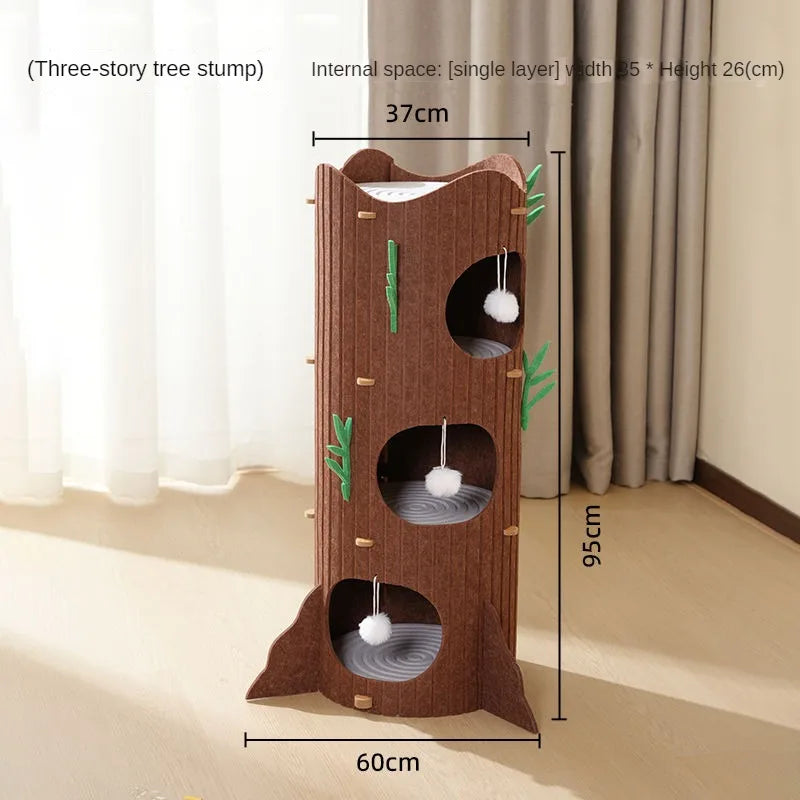 Multi-layer Tree Stump Cat Climbing Frame Small Sisal Bucket Felt Cat Nest Scratch-resistant Sisal Cat Tree Pet Toys