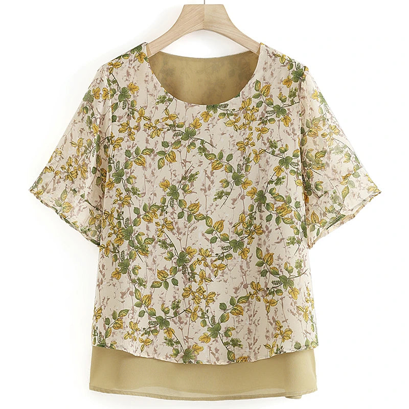 Women's Clothing Summer Thin New Casual Korean Loose Office Lady Printing Half Sleeve O-neck Pullovers Temperament T-Shirts