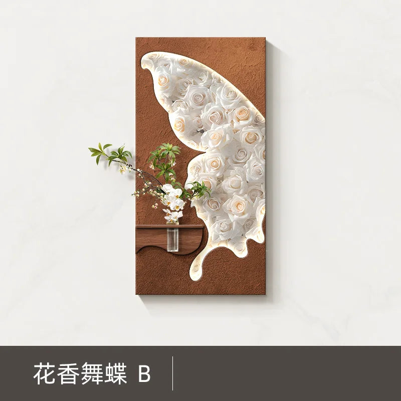 2025 New Model Living Room Sofa Background Wall Decorative Painting, Hydroponic Green Plants Hanging Painting, Energy-saving LED