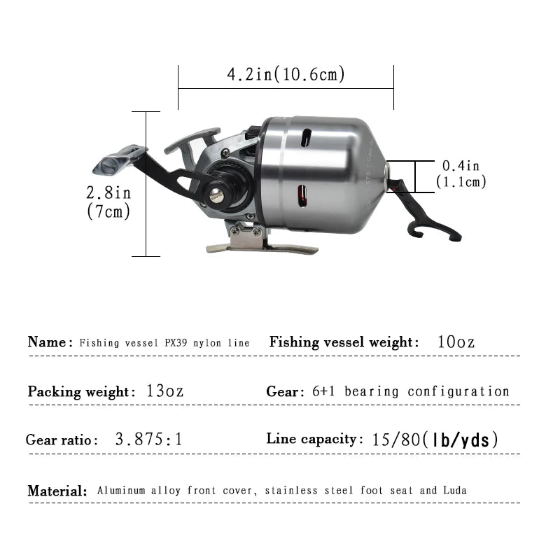 Enclosed Metal Fishing Reel Outdoor Slingshot Fishing Accessories Applicable Multi-Scene Fishing Reel Spool 6+1BB Fishing Reel
