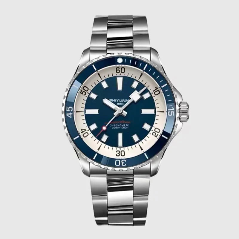 B Automatic Mechanical Men's Watch Waterproof Stainless Steel Sport Screw Fixed Superocean