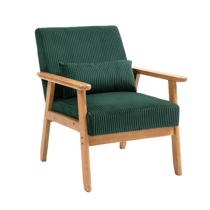 Leisure Chair with Solid Wood Armrest and Feet, Leisure chair, wood frame, velvet, l, solid rubber wood legs, for Living Room