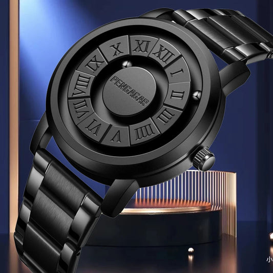 2025 New Men's Watches Luxury Quartz Watch For Men Creative Scrolling Pointer Magnetic Force Wrist Clock Relogio Masculino