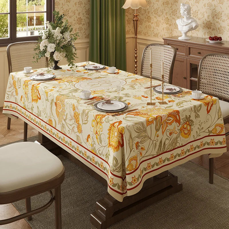 Table Cloth Waterproof Light Luxury Dining Table Tablecloth Rectangular Household Tea Table Cloth American Style Countryside