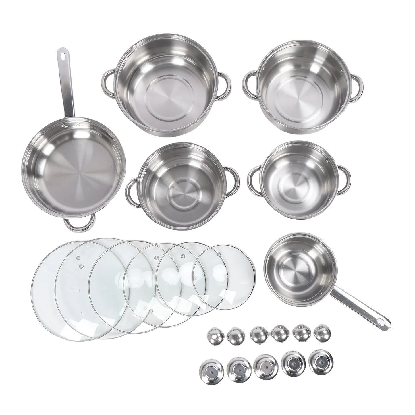 Stainless Steel Pots and Pans Set with Lids Versatile Kitchen Cookware Kits Efficient Heat Distribution Kitchen Supplies