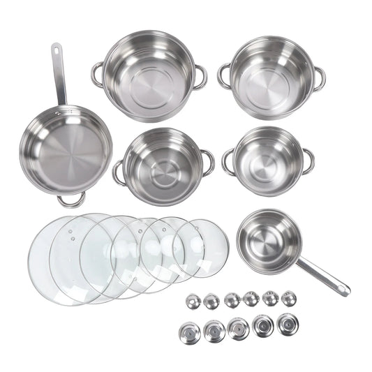 Stainless Steel Pots and Pans Set with Lids Versatile Kitchen Cookware Kits Efficient Heat Distribution Kitchen Supplies