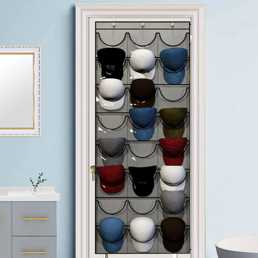 Hat Organizer Racks for Baseball Caps Door Hanging Holder Hanger Storage Rack 24 Deep Pockets Hat Storage Holder for Bedroom