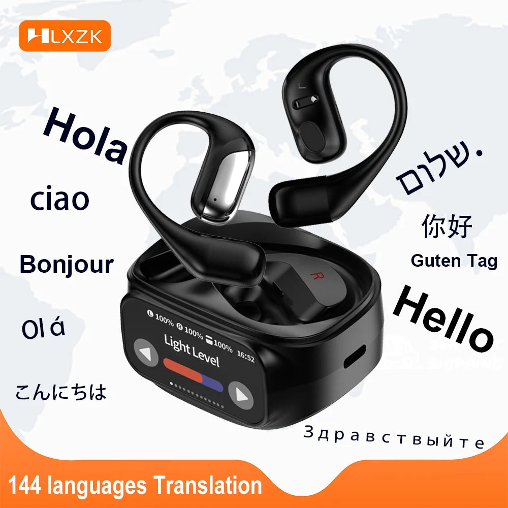 Smart Touch Screen Bluetooth 5.4 Earphones Sports OWS Wireless Translation Headphones Business Earbuds IPX6 Waterproof Headset
